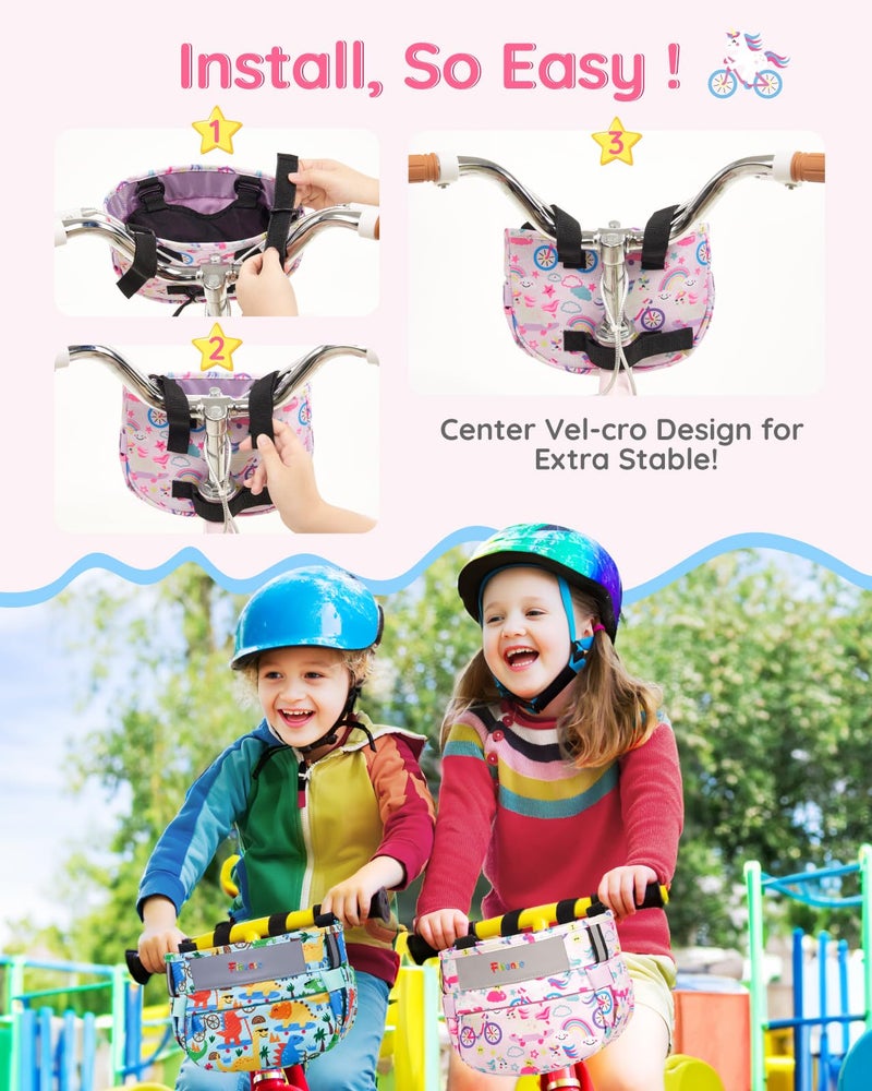 Fitense Kids Bike Basket  Bicycle Basket Front Handlebar  Waterproof Cute Fabric Children's Bike Basket  Kids Bike Accessories Fit Most Boys  Girls  Toddlers Bike or Scooter  Easy to Install - Image 5